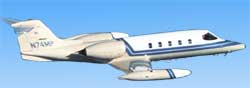 Learjet in flight